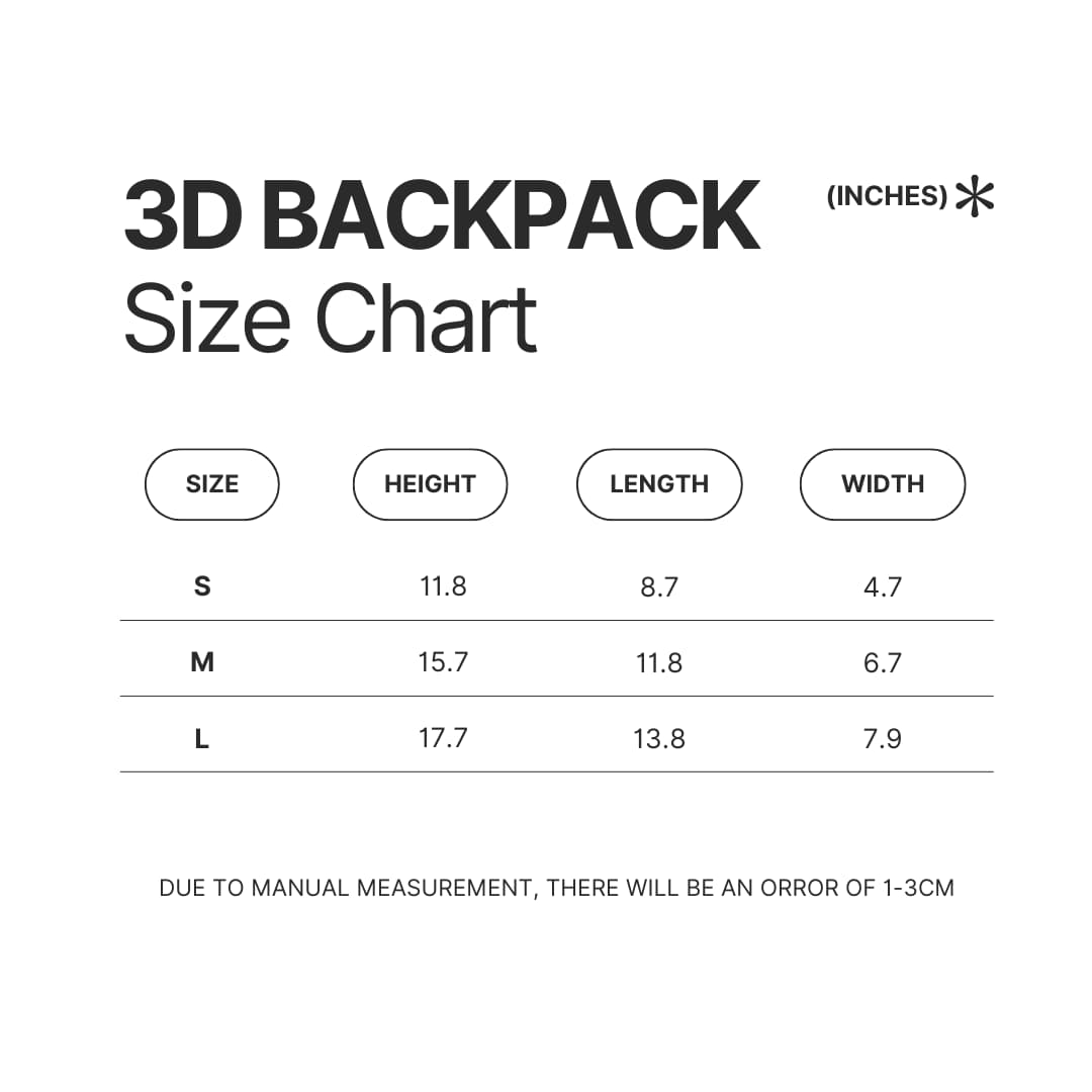 3D Backpack Size Chart - Attack On Titan EU Store