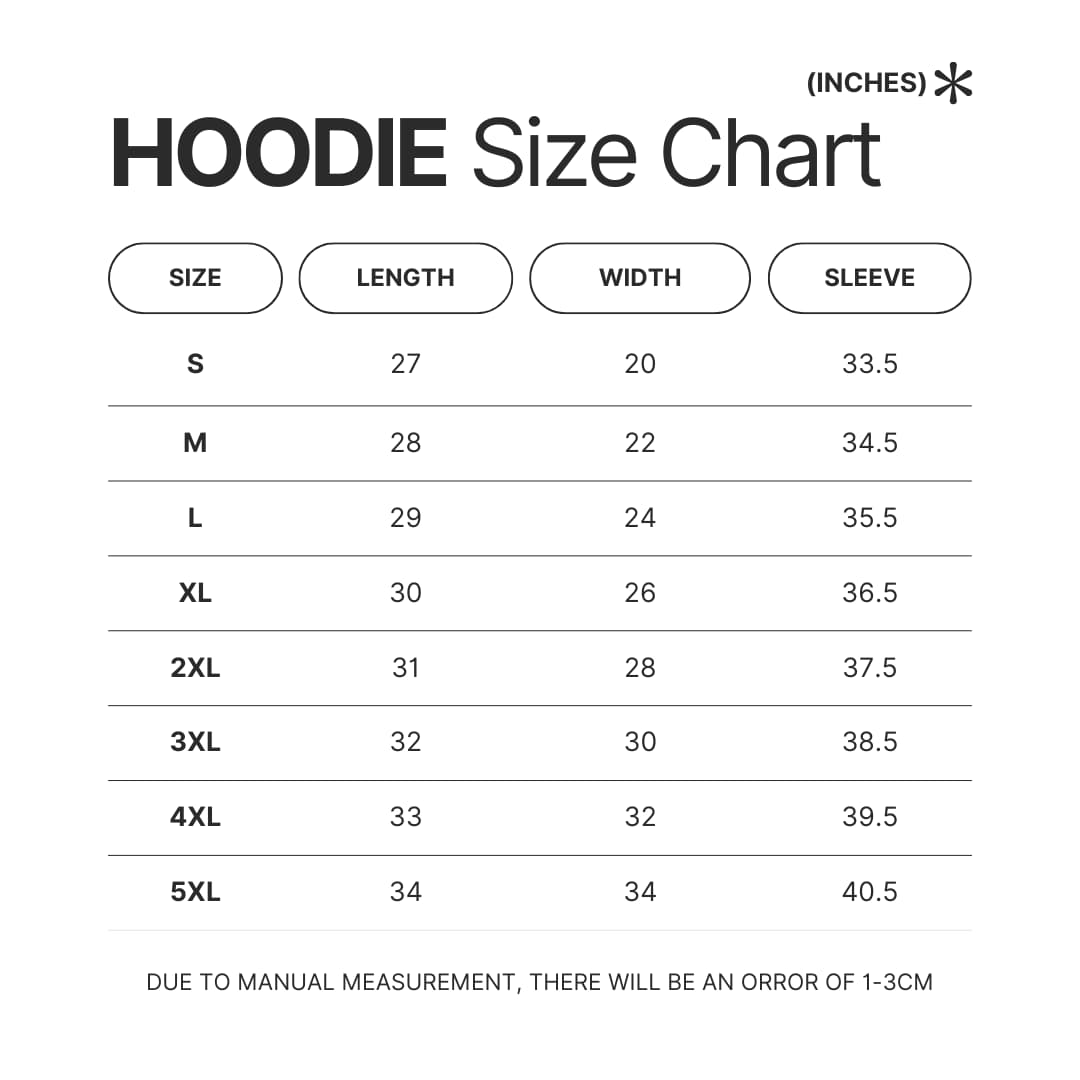 Hoodie Size Chart - Attack On Titan EU Store
