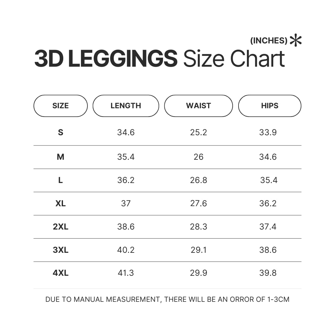 Leggings Size Chart - Attack On Titan EU Store