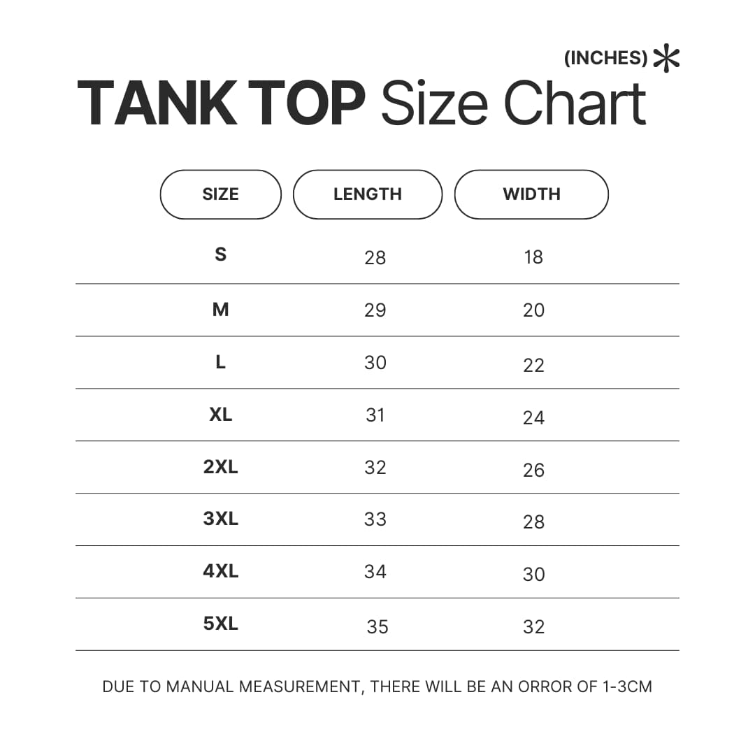 Tank Top Size Chart - Attack On Titan EU Store