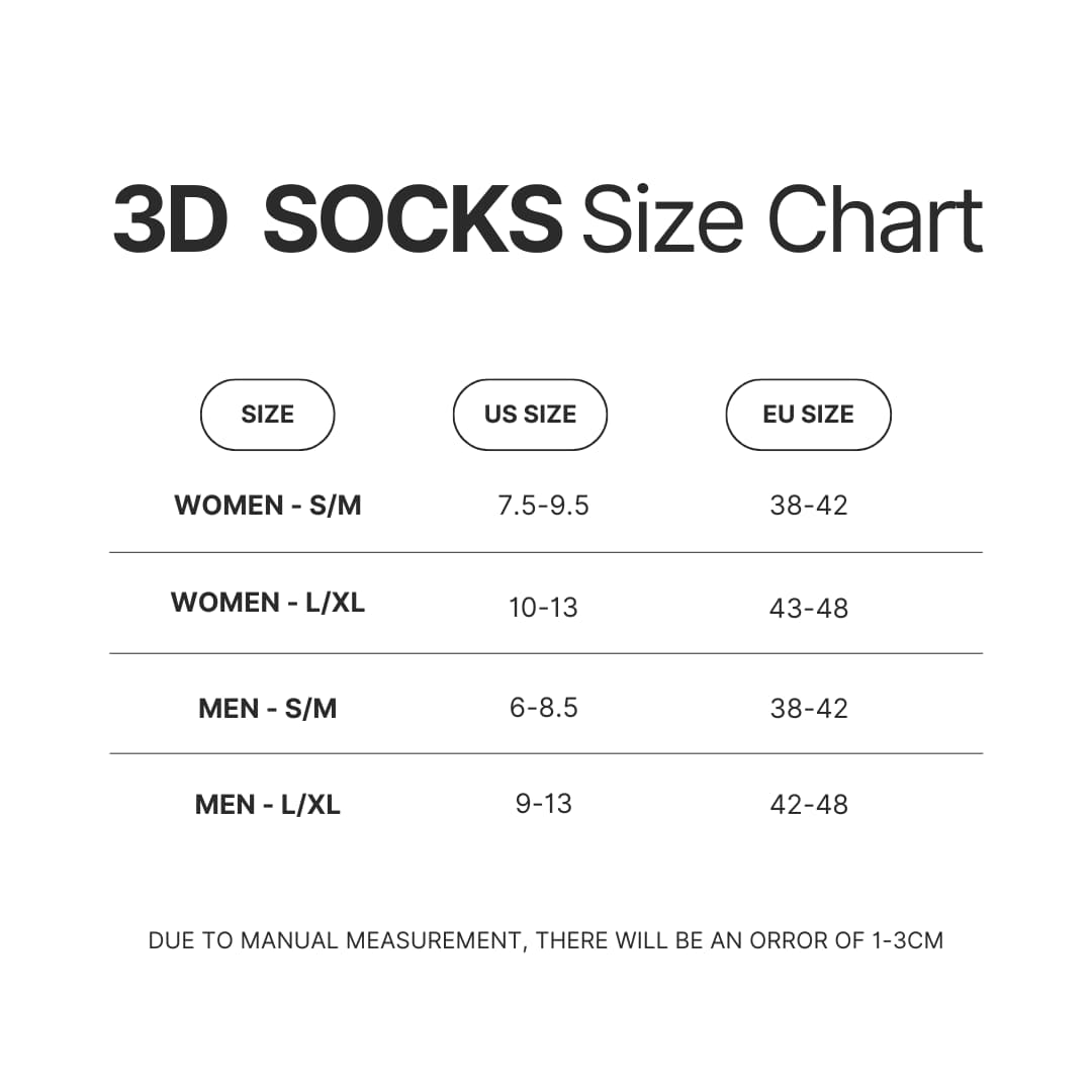 3D Socks Size Chart - Attack On Titan EU Store