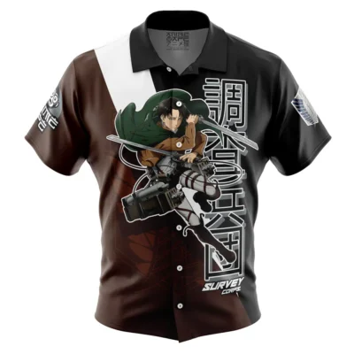 Levi Ackerman x Beast Titan Attack on Titan Button Up Hawaiian Shirt