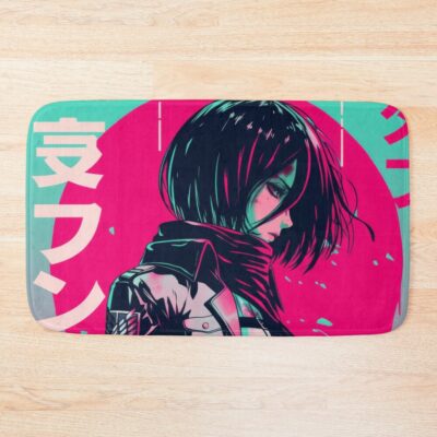 Neon Vaporwave Mikasa Chad Energy Bath Mat