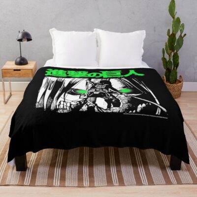 Attacks On Titans Green Eyes Throw Blanket