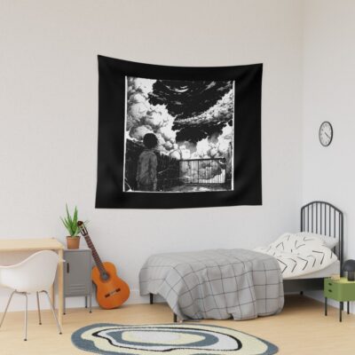 Melancholic Black And White Manga Anime Boy Tapestry